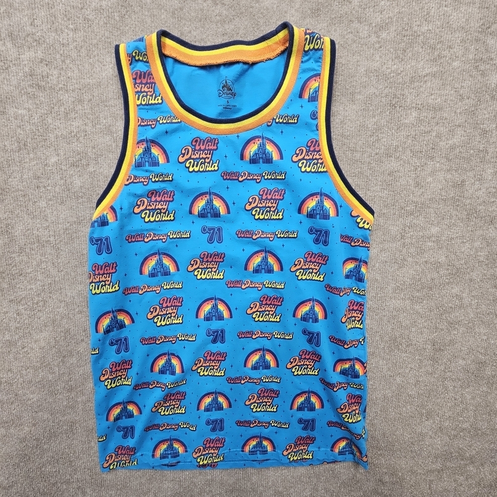 Disney Parks Rainbow Graphic Tank Top Blue Size Small Colorful ’71 Castle - Picture 2 of 9